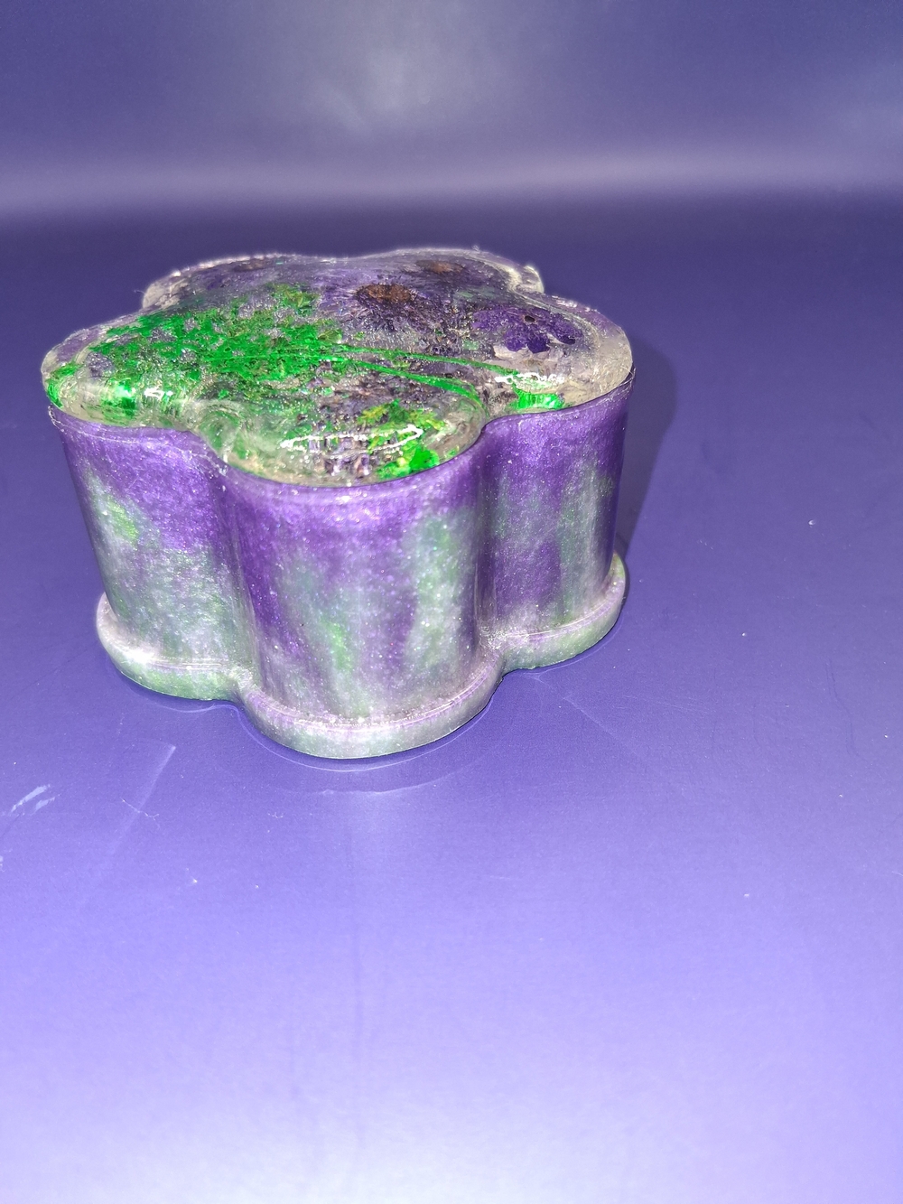 Purple and Green Flower Trinket Box